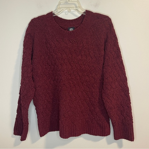 Bobeau Maroon Braided Crewneck Sweater XL - Picture 2 of 7